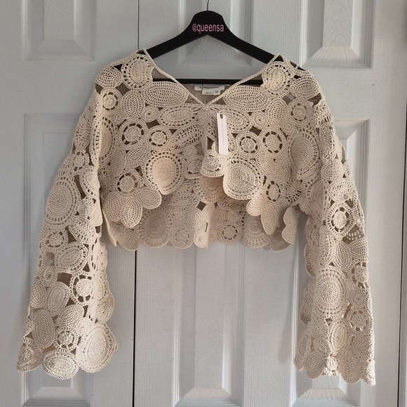 Anthropologie Patterned Crochet Shrug Top - Picture 2 of 15